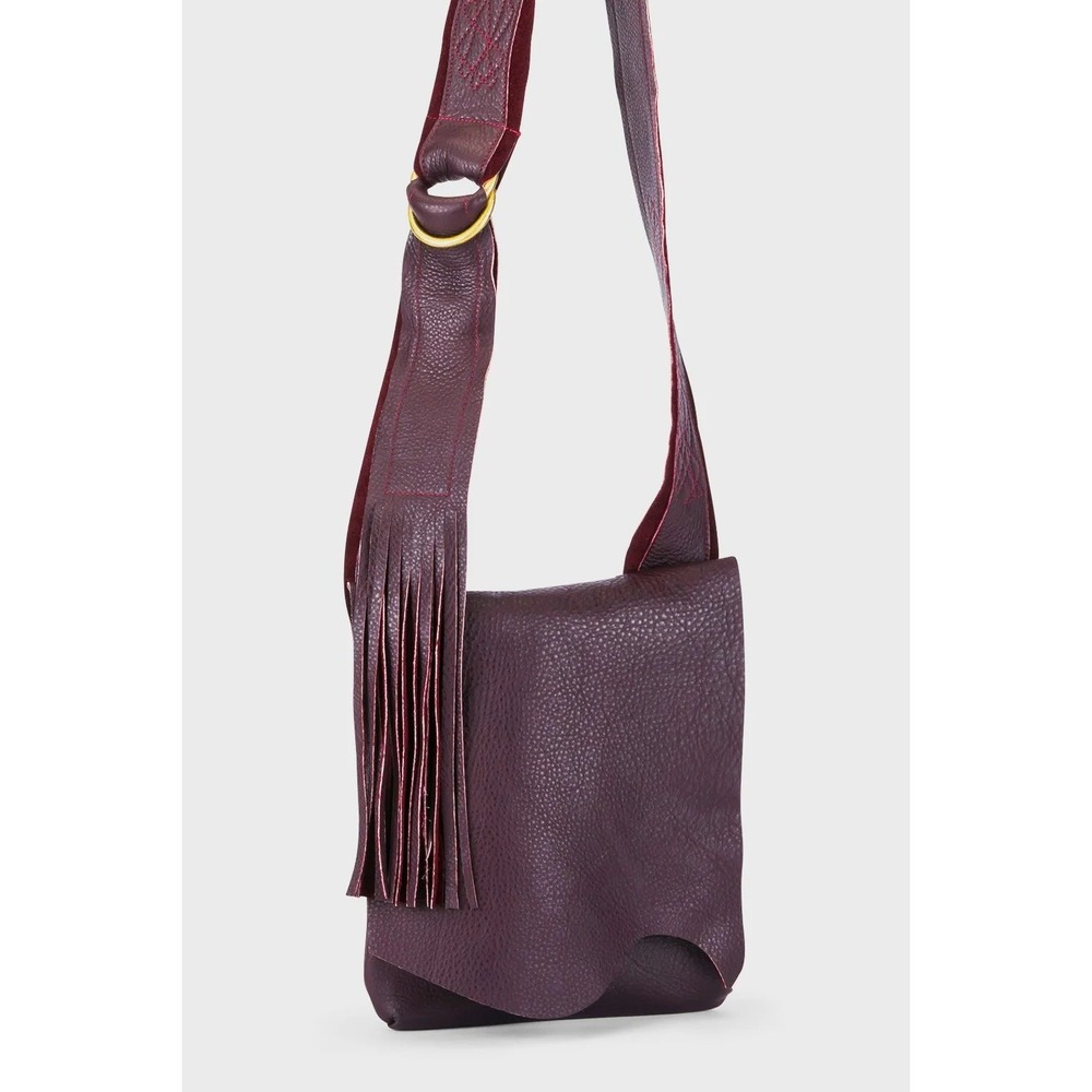 Molly G Los Angeles Brown Leather Fringe Crossbody Bag Boho Western Small
